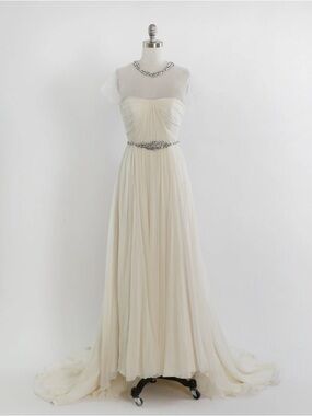 Hayley Paige Anya 6300 Ivory silk rhinestone wedding dress Sz. 8 $3000